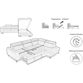 kaiser möbel Ecksofa FALIO L mit Schlaffunktion im modernen Stil für das Wohn- und Schlafzimmer Hellbeige Rechts - Beige