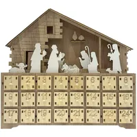 Import [Generic] Rebecca Mobili Brauner Adventskalender in Hausform mit 24 Schubladen und Lichtern