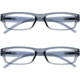 OPULIZE Die Lesebrille Unternehmen Grau Leicht Komfortables Leser Wert 2er-Pack Herren Frauen RR32-7 +1,00