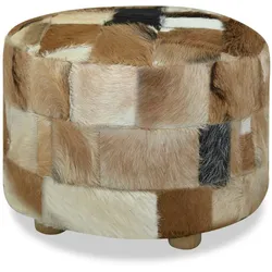 Hocker Echtes Ziegenfell Rund 50 x 50 x 45 cm  | vidaXL : Farbe - Mehrfarbig