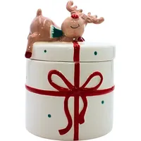Dekohelden24 Keramik Weihnachtsdose - Keksdose - Dose mit Deckel