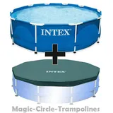 INTEX Metal Frame Swimming Pool Schwimmbecken Schwimmbad 305 cm mit Abdeckplane