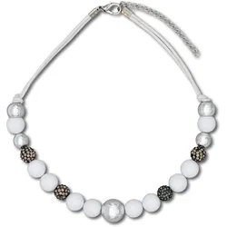 Firetti Kette ohne Anhänger »im verschiedenen Look aneinander gereiht«, mit Glassteinen - mit Kunststoffperle Firetti silberfarben-grau-weiß