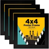 luxuskollektion Bilderrahmen Holzrahmen Acrylglas Schwarz 10x10 cm 4er Set