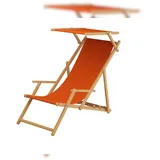 Erst-Holz Liegestuhl terracotta Gartenliege Strandliege Sonnendach Tisch Kissen Buche hell 10-309NSTKD