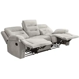 luma-home 3-Sitzer-Relaxsofa, Grau Textil, Füllung: Polyurethan (Pur), einzeln stellbar,Rechteckig, 220x103x98 cm, Wohnzimmer, Sofas / Couches, Sofas, 3-Sitzer Sofas
