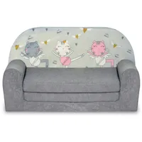 FORTISLINE Kindersitzgruppe Kindersofa "MINI" Kindercouch zum Aufklappen W386 grau