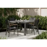 Ambia Garden Gartentisch mit Auszug, Anthrazit, Metall, rechteckig, rund, 142x202x76 cm, ausziehbar, Gartenmöbel, Gartentische, Gartentische ausziehbar