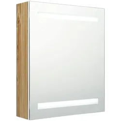 vidaXL LED-Bad-Spiegelschrank Weiß und Eichen-Optik 50x14x60 cm