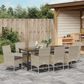 vidaXL Garten Essgruppe 9-tlg. Hellgrau