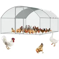 Vevor Hühnerstall, 4 x 3 x 2 m Hühnerhaus Freilaufgehege mit Sonnenschutzdach PE-Plane, Stahl Kleintierstall Hühnerhaus Dach Geflügelstall Hühnerkäfig für Hühner, Enten, Gänse, Kaninchenn usw.