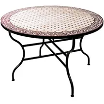 Marrakesch Orient & Mediterran Interior Mosaiktisch 120 x 120 x 75 cm Beige/Rot