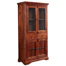 Massivmoebel24 Vitrine Oxford 90 x 44 x 180 cm Braun