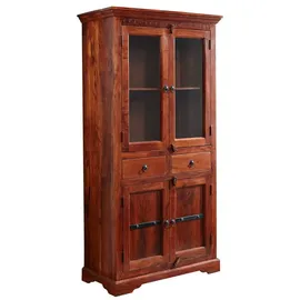 Massivmoebel24 Vitrine Oxford 90 x 44 x 180 cm Braun