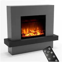 GLOW FIRE Elektrokamin PANDORA LED Kamin mit Heizung, Standkamin, Elektrischer Kamin mit 3-fach Farbwechsler und Knisterfunktion grau