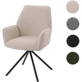Mendler Esszimmerstuhl HWC-G67 Stoff Bouclé creme