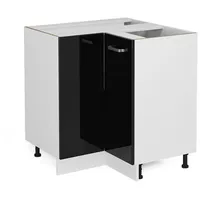 Vicco Eckunterschrank R-Line 75,6 x 46 x 81,6 cm Schwarz Hochglanz