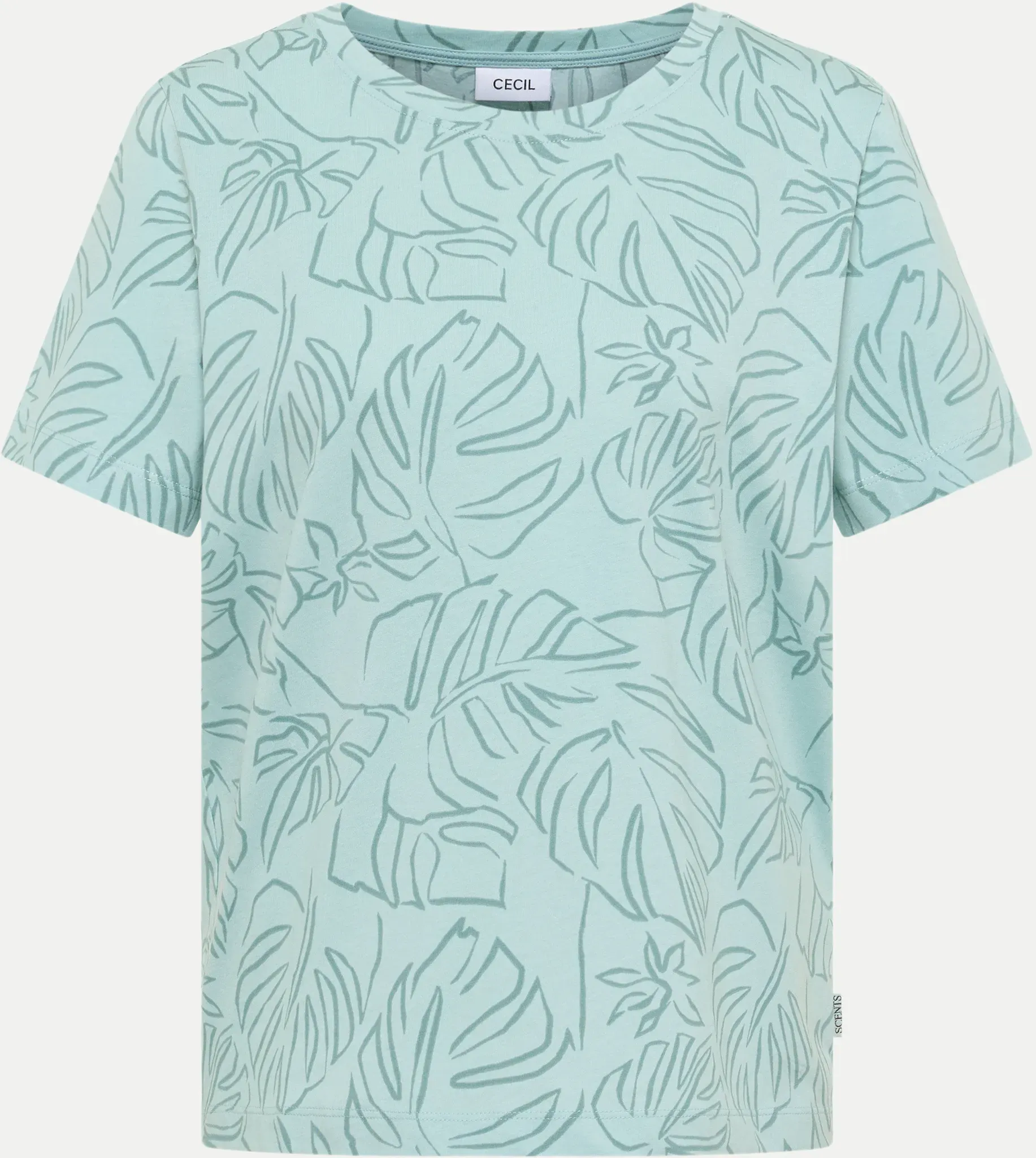 T-Shirt mit Blätterprint Blau M