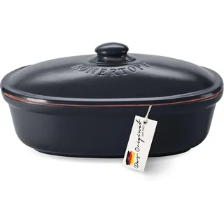 RÖMERTOPF Römertopf Brottopf oval MEDI 2,3 Liter - Keramik Brotkasten, (Set), aus Naturton schwarz