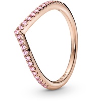 PANDORA Timeless Wishbone Funkelnder Rosafarbener Ring aus 14 Karat Rosévergoldeter Metalllegierung mit Cubic Zirkonia, Größe: 56,