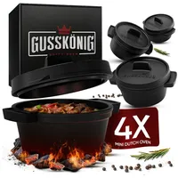 Gusskönig Grillgeschirr, Mini Dutch Oven Set (4 Töpfe)