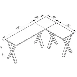 VCM my office Lona Schreibtisch anthrazit rechteckig, X-Fuß-Gestell silber 160,0 x 50,0 cm