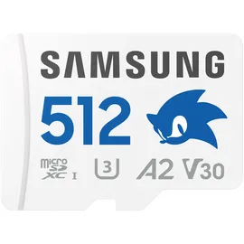 Samsung Sonic the HedgehogTM 512 GB 180 MB/s Lesen, 130 Schreiben, MicroSD mit SD-Adapter, Mehrfarbig