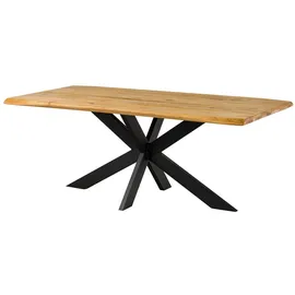 Massivmoebel24 SEATTLE Esstisch #01 200x100 Kreuzgestell Wildeiche braun - Braun