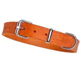 Freudentier Hundehalsband Leder - Alsterufer Kollektion - Lederhalsband für kleine, mittelgroße & große Hunde aus zertifiziertem Fettleder - Handgefertigt in Europa (Sunset Orange, 47,5-59cm)