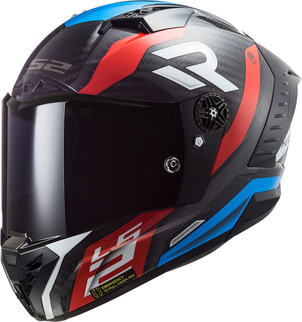 LS2 FF805 Thunder Carbon Supra 06 Helm, zwart-rood-blauw, XS