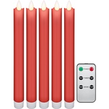 goobay LED-Echtwachs-Stabkerzen inkl. Fernbedienung 5 St. rot
