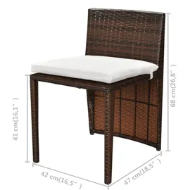 vidaXL Polyrattan Bistro Set 3-tlg. braun inkl. Auflagen 42881
