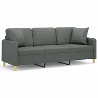 vidaXL 3-Sitzer-Sofa mit Zierkissen Dunkelgrau 180 cm Stoff