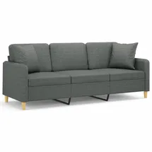 vidaXL 3-Sitzer-Sofa mit Zierkissen Dunkelgrau 180 cm Stoff