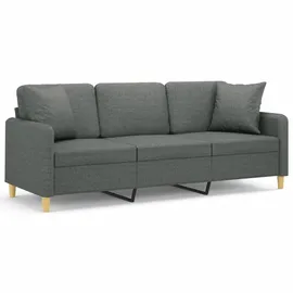 vidaXL 3-Sitzer-Sofa mit Zierkissen Dunkelgrau 180 cm Stoff
