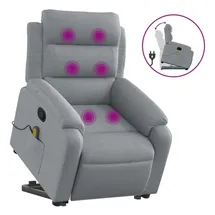 vidaXL Massagesessel mit Aufstehhilfe Stoff 148 x 79,5 x 0 cm Grau