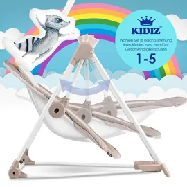 Kidiz KIDIZ® Babywippe Babyschaukel mit 5 Geschwindigkeitseinstellungen zusammenklappbarer Baby Wippe Schaukel Babyhochstuhl mit Spielbogen Spielzeugen 5 beruhigende Naturgeräusche neugeborene