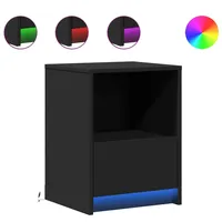 VidaXL Nachttische mit LED-Leuchten 2 Stk. Schwarz Holzwerkstoff