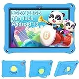 YOBWOK Kinder Tablet 10 Zoll Android 13 8GB RAM 128GB ROM,Dual Kameras,Kindersicherung,6000 mAh, HD 1280x800,Für 2-10 Jahre,Eva Hülle,Blau