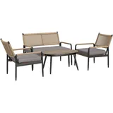 Outsunny Rattan Gartenmöbel-Set Stahl  PE-Rattan 112L x 64B x 82H cm Dunkelgrau