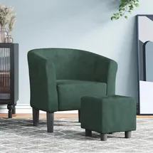 vidaXL Clubsessel mit Fußhocker Samt 58,7 x 55,3 x 72,6 cm Dunkelgrün