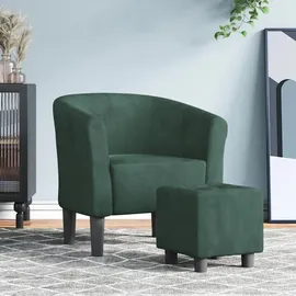 vidaXL Clubsessel mit Fußhocker Samt 58,7 x 55,3 x 72,6 cm Dunkelgrün