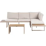 Beliani Garten Ecksofa mit Tisch 4-Sitzer PIENZA rechtsseitig modular Hellbraun / Beige