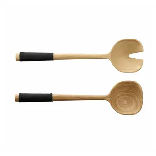 Asa Selection Salatbesteck-Set 2-teilig WOOD, Beige - braun - LBH 24x6.30x3.80 cm