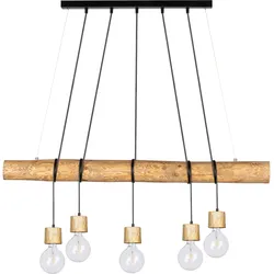 SPOT LIGHT Pendelleuchte "TRABO PINO", holz dunkel, schwarz, H: 140cm, Lampen, Hängeleuchte, Holzbalken aus massivem Kiefernholz Ø 8-12 cm