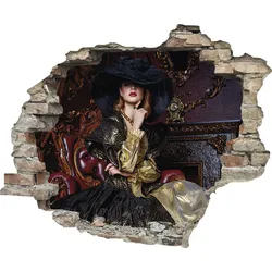 Wandtattoo QUEENCE "Frau", bunt, T:0,1cm, Wandtattoos, Wandsticker, Wandbild, selbstklebend, 3D, Wanddurchbruch