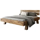 ELFO Futonbett Futonbett Balkenbett Heinrich Bett Rustic Eiche Massiv geölt 180x200cm, Massiver Wildeiche Eiche in rustikaler optik