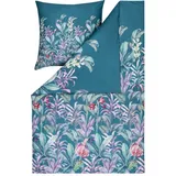 Estella Bettwäsche Maze 4766 050 Petrol, Mako-Satin, 3 teilig, Lilien, Pflanzen, Natur, exotisch grün