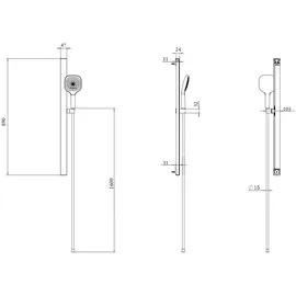 Villeroy & Boch Infinity Showers Duschgarnitur mit Stange 3 Strahlarten schwarz matt TVS110003000K5