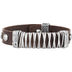 Seven-24 Armband Edelstahl mit braunem Leder